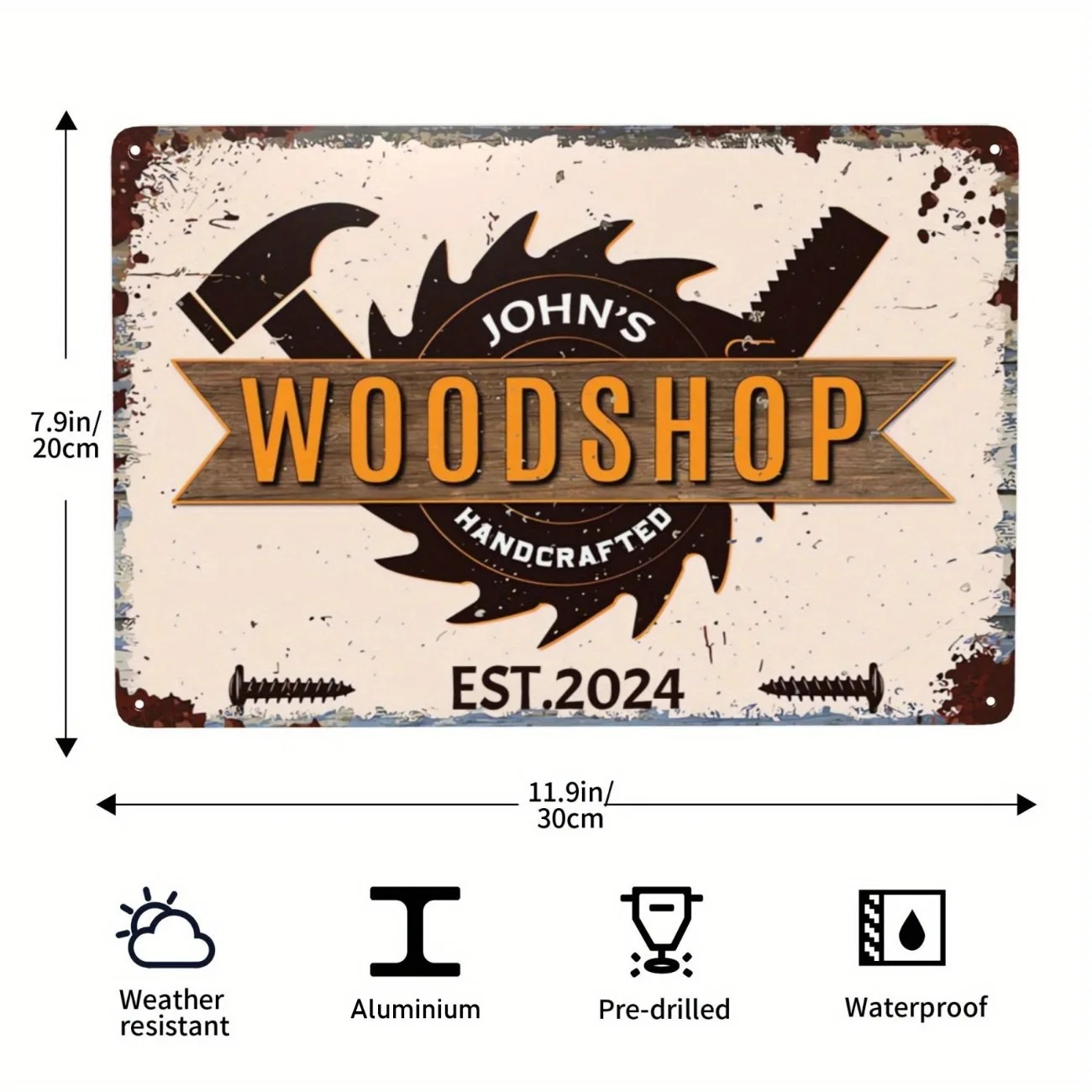 Woodworking Art - Placa Personalizada de Carpinteiro em Madeira,