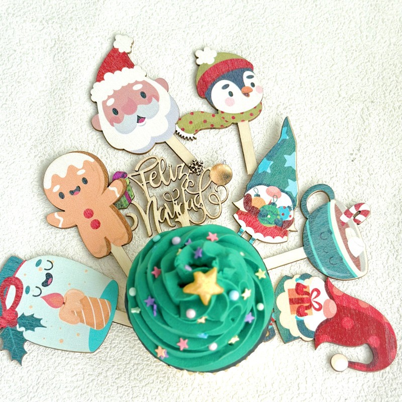 Topo de Bolo de Madeira Estamp - Woodworking Xmas Decorations avaliação e preço