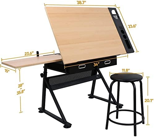 Mesa de Desenho com 2 Gavetas  - Woodworking Art avaliação e preço