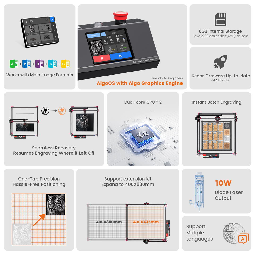 AlgoLaser DIY KIT MK2 10W Grav - Woodworking Logos avaliação e preço
