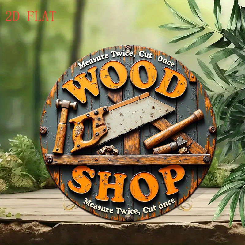 Placa de Metal Redonda Vintage - Woodworking Art avaliação e preço