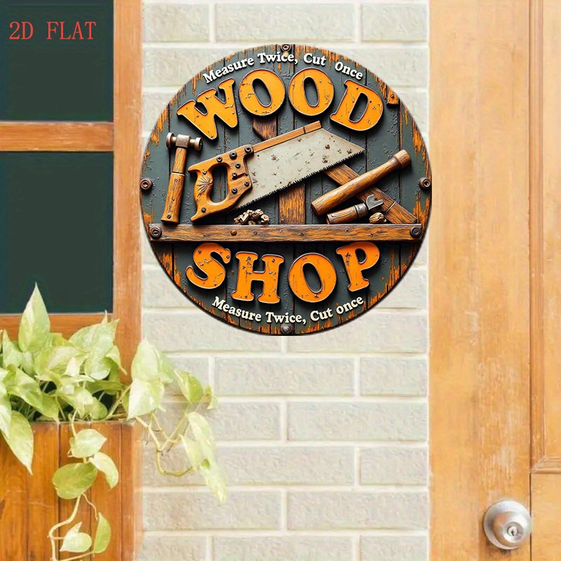 Placa de Metal Redonda Vintage - Woodworking Art avaliação e preço